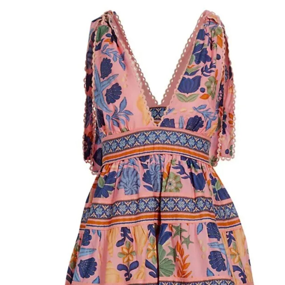 Farm Rio Seashell Tapestry Cotton Midi Dress - Medium. Worn once!